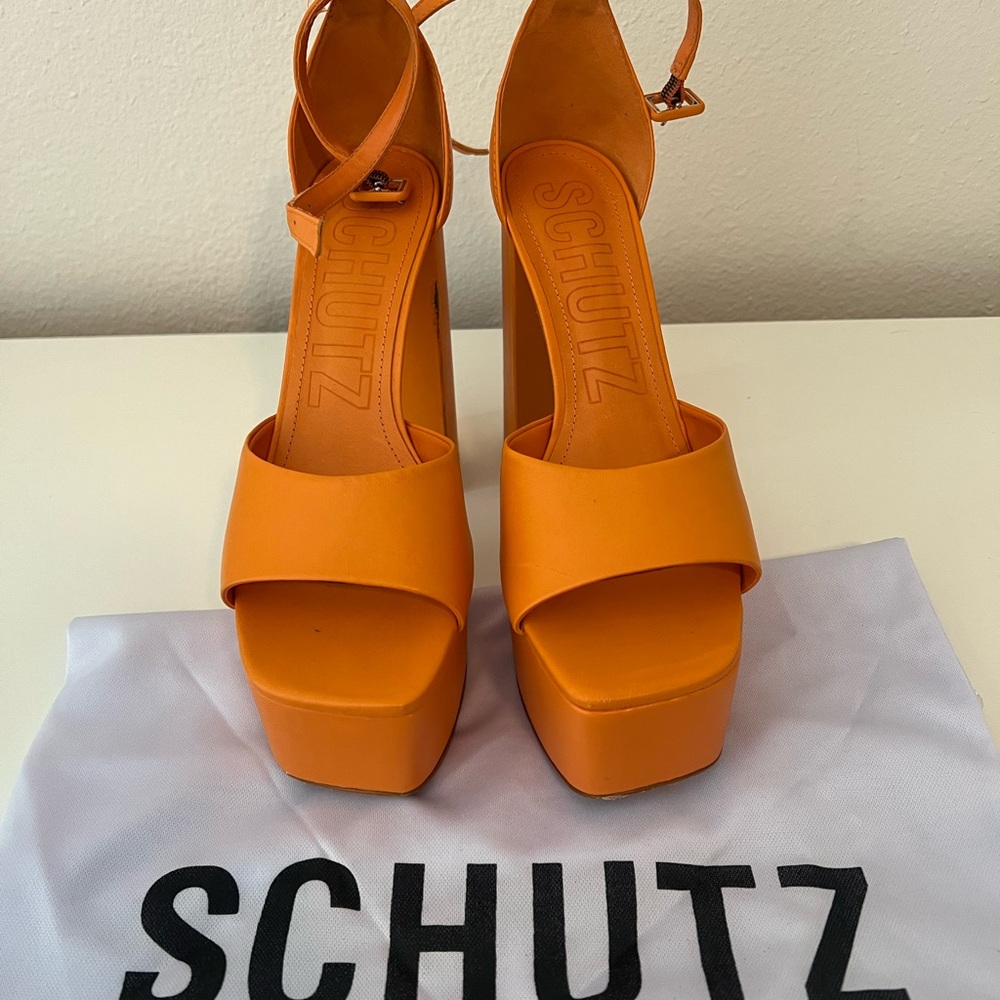 Schutz Women's Orange Platform Sandals